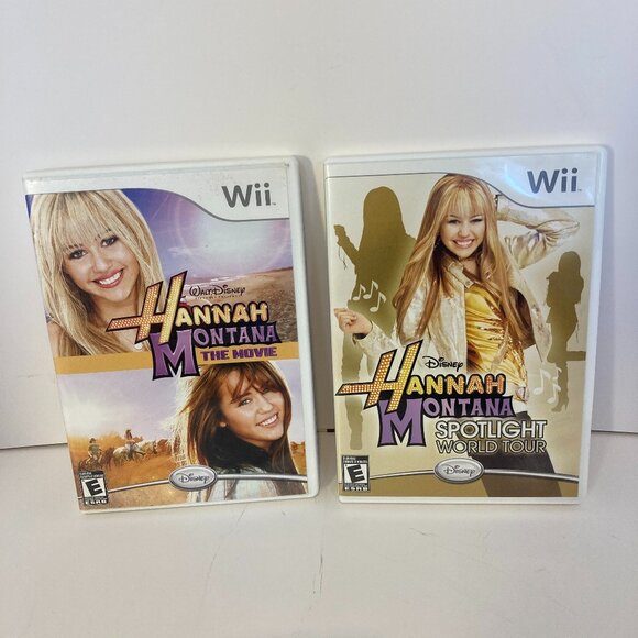 Nintendo Wii Video Game Bundle 2 Hannah Montana World Tour & The Movie + Manuals - Picture 1 of 8